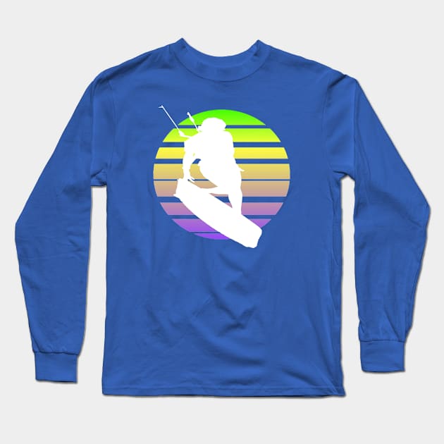 Kitesurfing Female Rider Silhouette Retro Sunset Long Sleeve T-Shirt by taiche